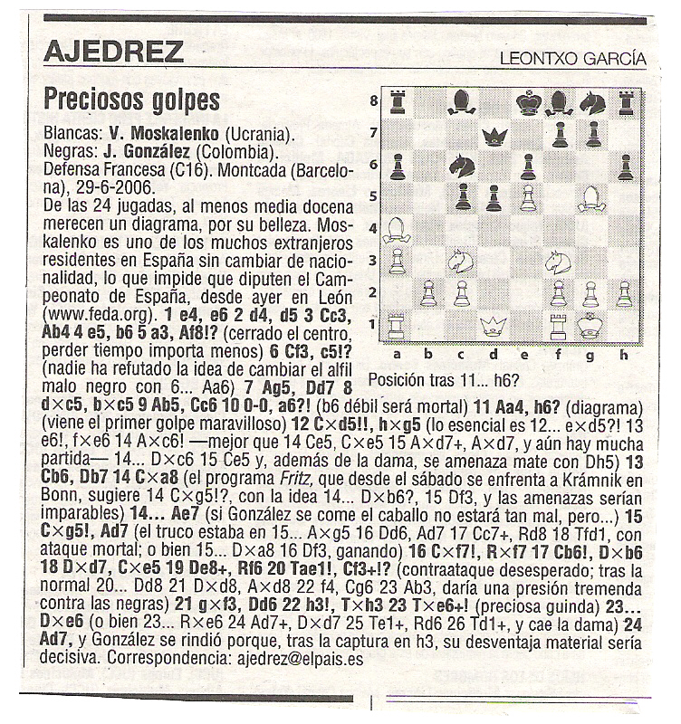 V. Moskalenko Vs J. Gonzalez Barcelona 2006